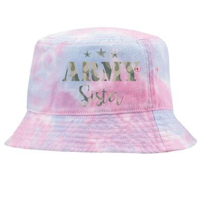 Funny Proud Army Sister Gift Camouflage Shirt Army Sister Gift Tie-Dyed Bucket Hat