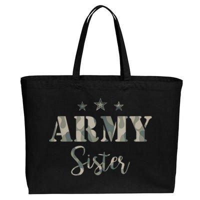 Funny Proud Army Sister Gift Camouflage Shirt Army Sister Gift Cotton Canvas Jumbo Tote