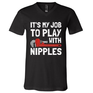 Funny Plumber Art For Wo Steamfitter Plumbing Tools V-Neck T-Shirt