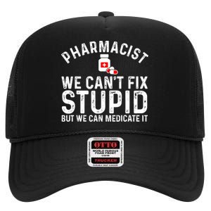 Funny Pharmacy Art Pharmacy Tech Pharmacist High Crown Mesh Back Trucker Hat