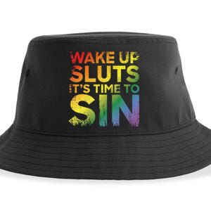 Funny Pride Adult Wake Up Sluts Its Time To Sin Lgbtq Sustainable Bucket Hat