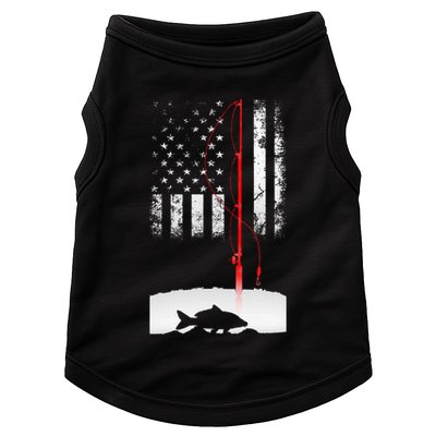 Fishing Pole American Flag Gift For Patriotic Fisherman Doggie Tank