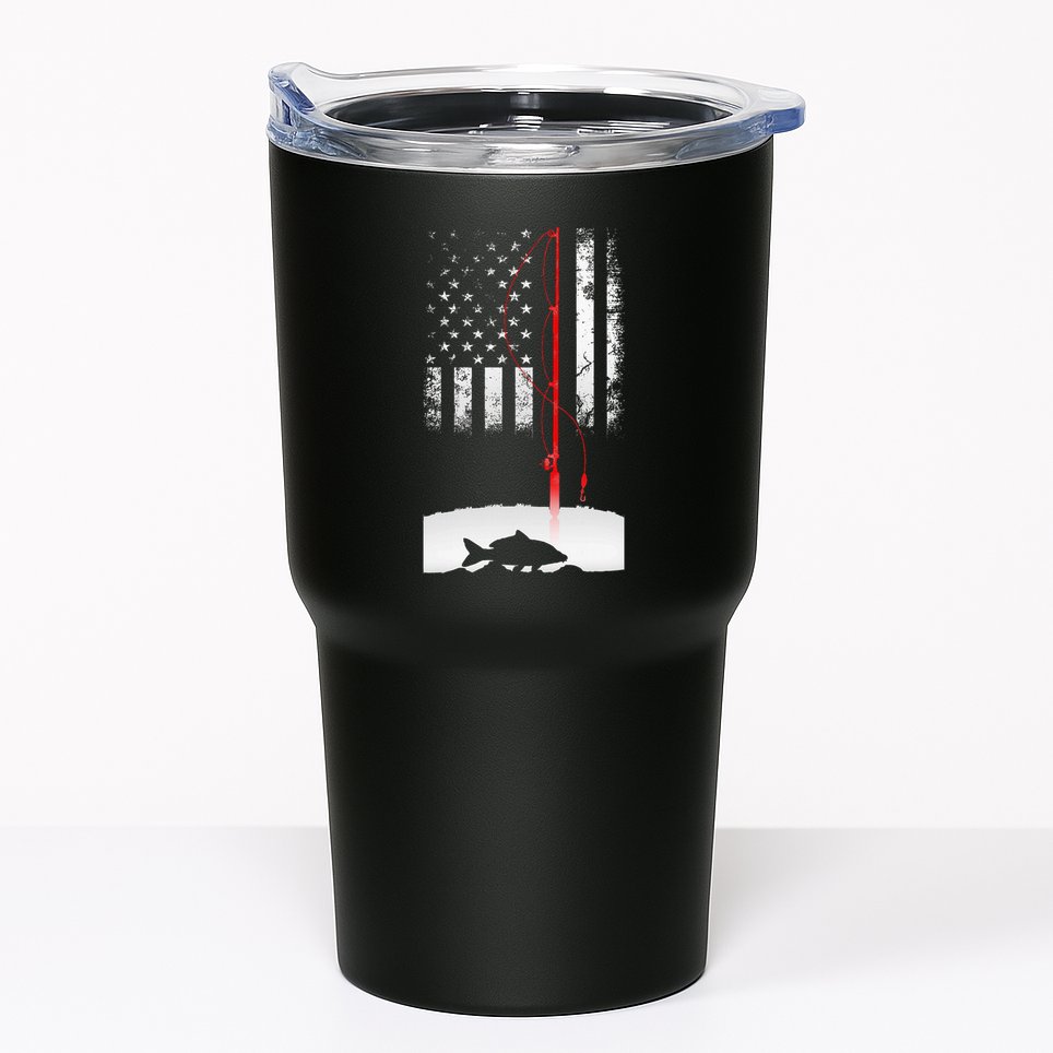 Fishing Pole American Flag Gift For Patriotic Fisherman Tumbler