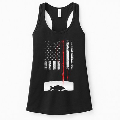 Fishing Pole American Flag Gift For Patriotic Fisherman Womens Tank Top