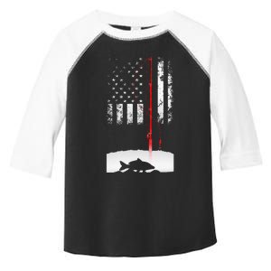 Fishing Pole American Flag Gift For Patriotic Fisherman Toddler Fine Jersey T-Shirt