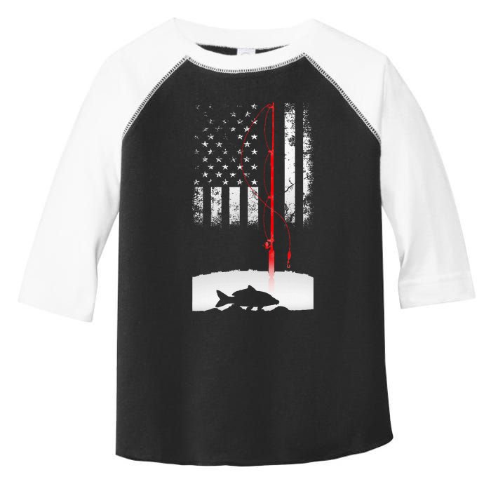 Fishing Pole American Flag Gift For Patriotic Fisherman Toddler Fine Jersey T-Shirt