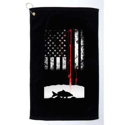 Fishing Pole American Flag Gift For Patriotic Fisherman Golf Towel