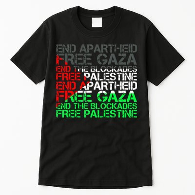 Free Palestine Arabic Palestine Gaza Jerusalem Support Flag Tall T-Shirt