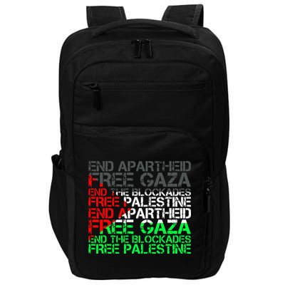 Free Palestine Arabic Palestine Gaza Jerusalem Support Flag Impact Tech Backpack