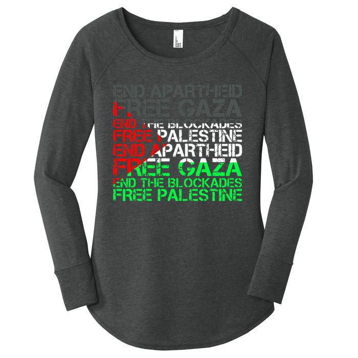 Free Palestine Arabic Palestine Gaza Jerusalem Support Flag Women's Perfect Tri Tunic Long Sleeve Shirt