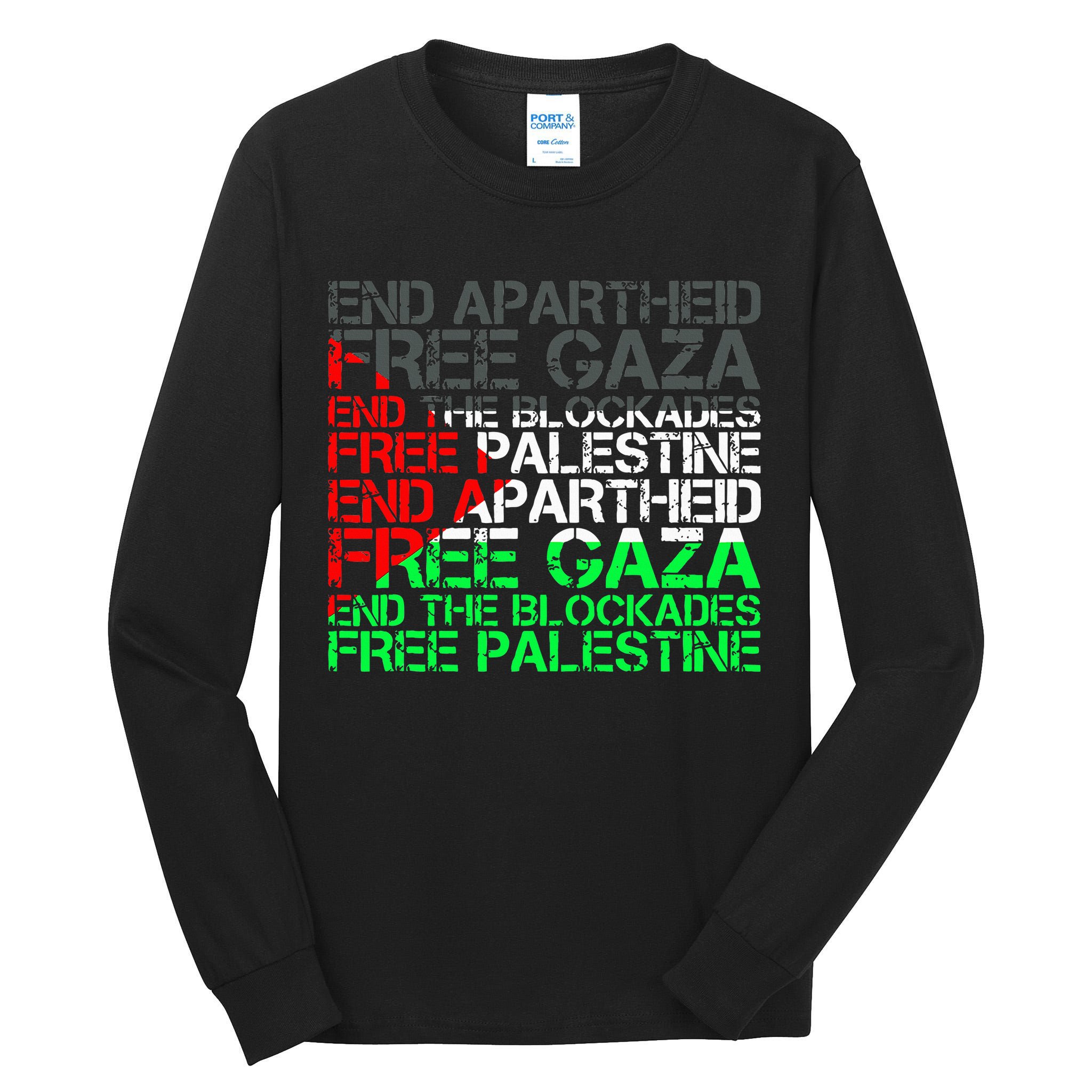 Free Palestine Arabic Palestine Gaza Jerusalem Support Flag Tall Long Sleeve T-Shirt
