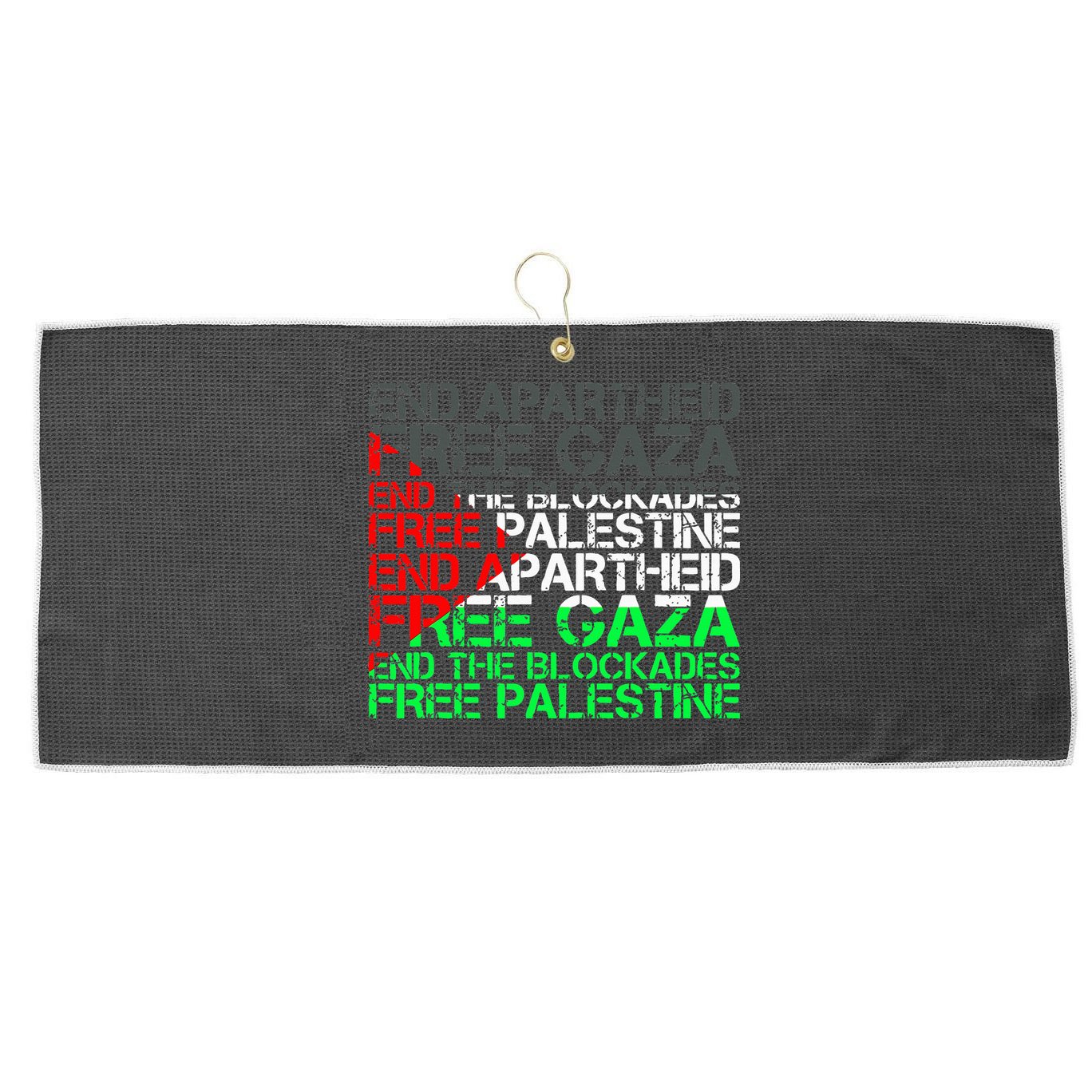 Free Palestine Arabic Palestine Gaza Jerusalem Support Flag Large Microfiber Waffle Golf Towel