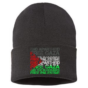 Free Palestine Arabic Palestine Gaza Jerusalem Support Flag Sustainable Knit Beanie