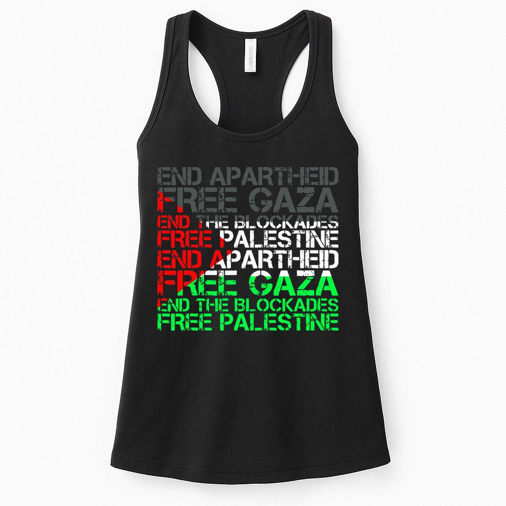 Free Palestine Arabic Palestine Gaza Jerusalem Support Flag Womens Tank Top