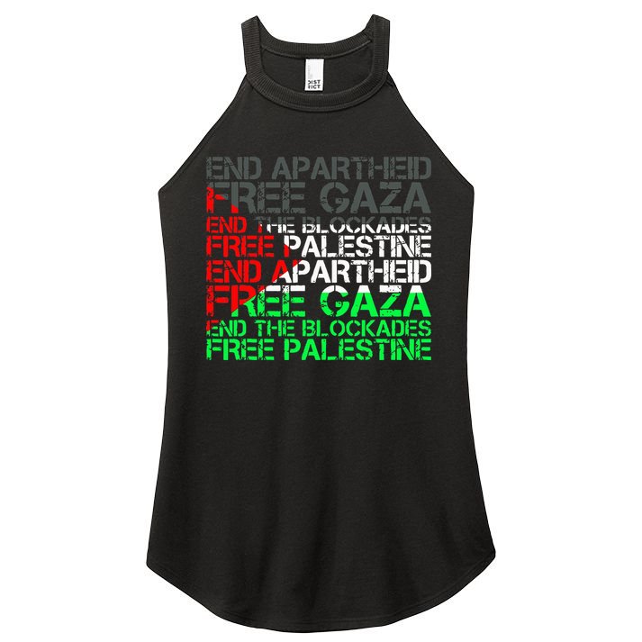 Free Palestine Arabic Palestine Gaza Jerusalem Support Flag Women's Perfect Tri Rocker Tank