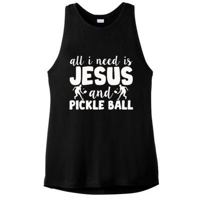 Funny Pickleball All I Need Is Jesus And PickleBall Ladies PosiCharge Tri-Blend Wicking Tank