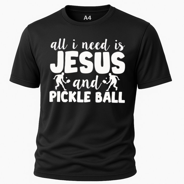 Funny Pickleball All I Need Is Jesus And PickleBall Cooling Performance Crew T-Shirt