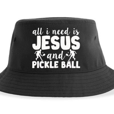 Funny Pickleball All I Need Is Jesus And PickleBall Sustainable Bucket Hat
