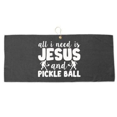 Funny Pickleball All I Need Is Jesus And PickleBall Large Microfiber Waffle Golf Towel