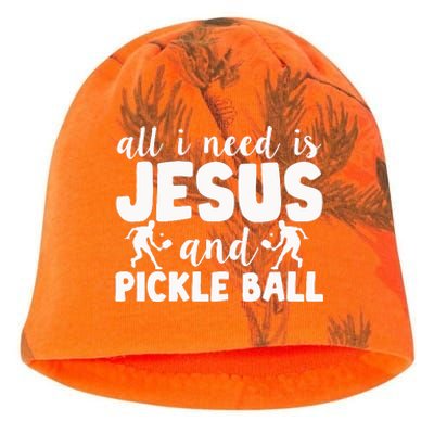 Funny Pickleball All I Need Is Jesus And PickleBall Kati - Camo Knit Beanie