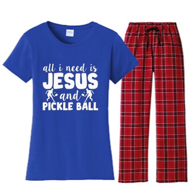 Funny Pickleball All I Need Is Jesus And PickleBall Women's Flannel Pajama Set