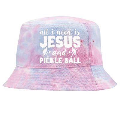 Funny Pickleball All I Need Is Jesus And PickleBall Tie-Dyed Bucket Hat