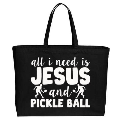 Funny Pickleball All I Need Is Jesus And PickleBall Cotton Canvas Jumbo Tote