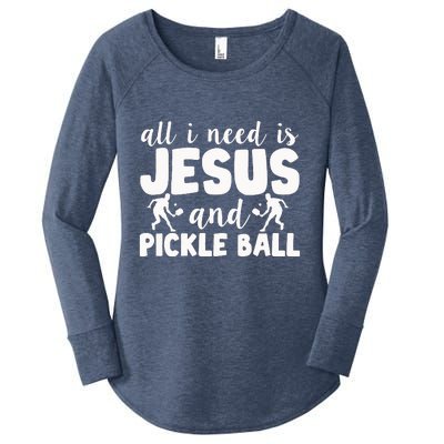 Funny Pickleball All I Need Is Jesus And PickleBall Women's Perfect Tri Tunic Long Sleeve Shirt