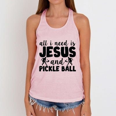 Funny Pickleball All I Need Is Jesus And PickleBall Women's Knotted Racerback Tank