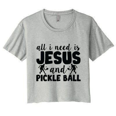 Funny Pickleball All I Need Is Jesus And PickleBall Women's Crop Top Tee