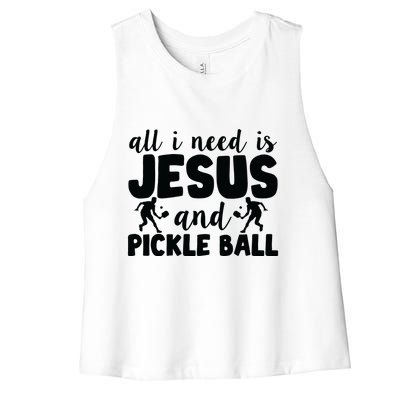 Funny Pickleball All I Need Is Jesus And PickleBall Women's Racerback Cropped Tank