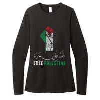 Free Palestine Arabic support Palestine and Gaza Jerusalem Womens CVC Long Sleeve Shirt