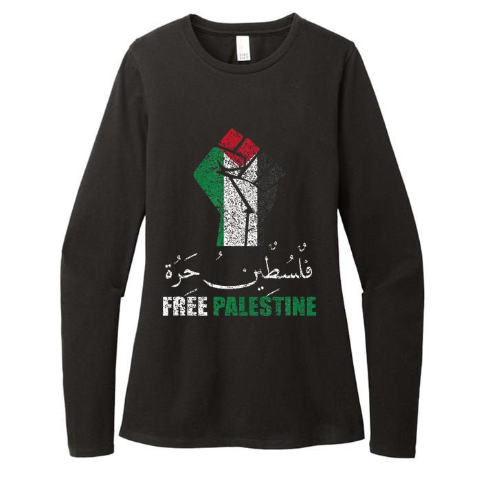 Free Palestine Arabic support Palestine and Gaza Jerusalem Womens CVC Long Sleeve Shirt