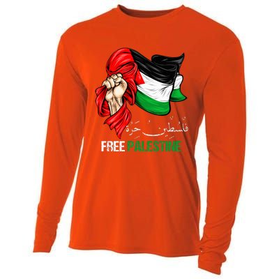 Free Palestine Arabic Palestine Flag Cooling Performance Long Sleeve Crew