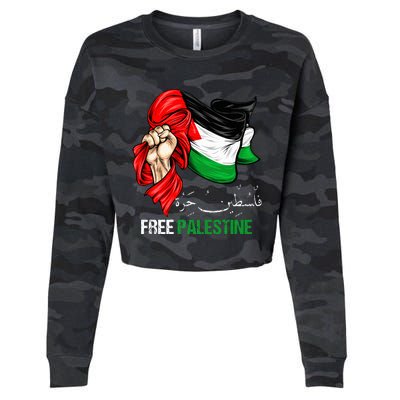 Free Palestine Arabic Palestine Flag Cropped Pullover Crew