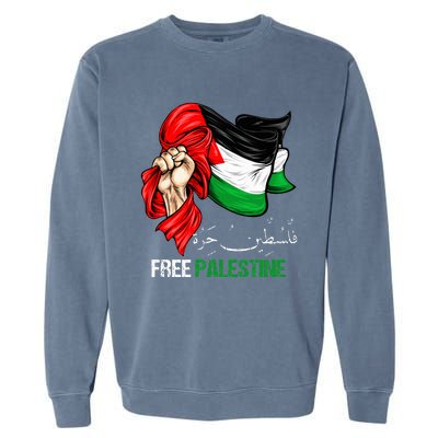 Free Palestine Arabic Palestine Flag Garment-Dyed Sweatshirt