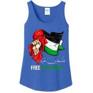 Free Palestine Arabic Palestine Flag Ladies Essential Tank