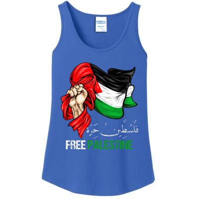 Free Palestine Arabic Palestine Flag Ladies Essential Tank