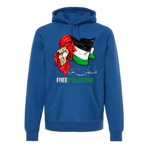 Free Palestine Arabic Palestine Flag Premium Hoodie