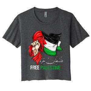 Free Palestine Arabic Palestine Flag Women's Crop Top Tee