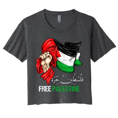 Free Palestine Arabic Palestine Flag Women's Crop Top Tee