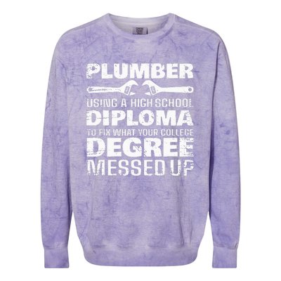 Funny Plumber Art For Wo Pipefitter Pipe Plumber Colorblast Crewneck Sweatshirt