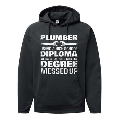 Funny Plumber Art For Wo Pipefitter Pipe Plumber Performance Fleece Hoodie