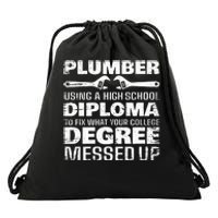 Funny Plumber Art For Wo Pipefitter Pipe Plumber Drawstring Bag