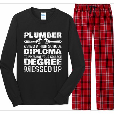 Funny Plumber Art For Wo Pipefitter Pipe Plumber Long Sleeve Pajama Set