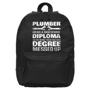 Funny Plumber Art For Wo Pipefitter Pipe Plumber 16 in Basic Backpack