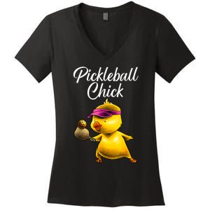 Funny Pickleball Art For Women Girl Paddle Sport Chick Lover Women's V-Neck T-Shirt