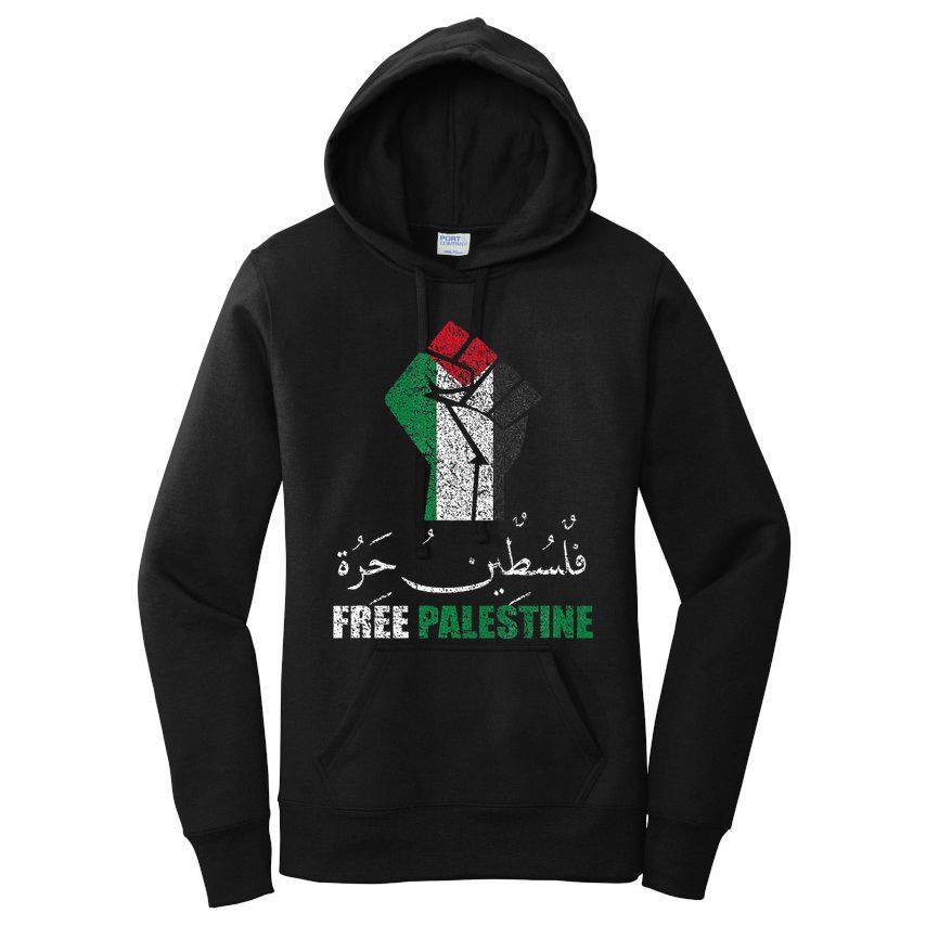 Free Palestine Arabic Support Palestine And Gaza Jerusalem Women's Pullover Hoodie