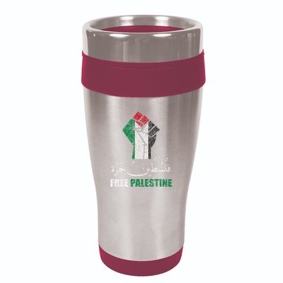 Free Palestine Arabic Support Palestine And Gaza Jerusalem 16oz Travel Tumbler