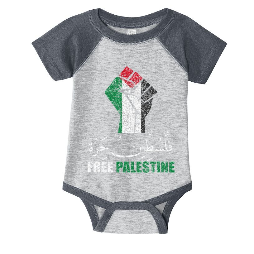 Free Palestine Arabic Support Palestine And Gaza Jerusalem Infant Baby Jersey Bodysuit